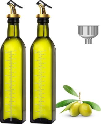 China Fashion luxury empty transparent 1l olive oil glass bottle 250ml 500ml 750ml square custom marasca oil bottles with spout for sale