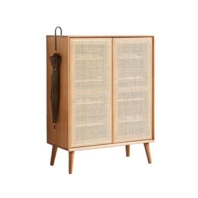 China (Other) Modern Adjustable Rattan Shoe Rack Wooden Cabinet With Door Furniture for sale