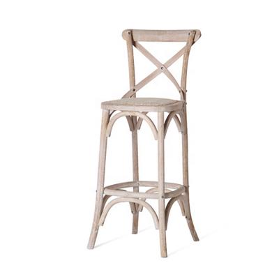 China USA Oak Wood Cross Back Rattan Woven Seat Barstool Durable Top Selling Umpire Chair for sale