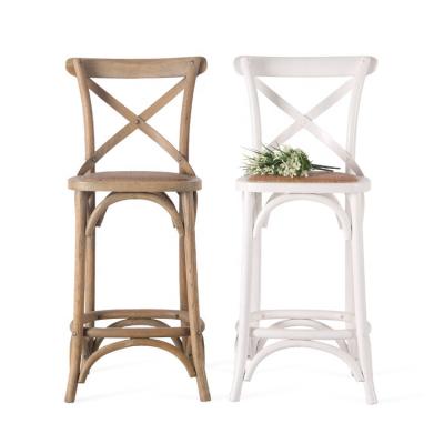 China Vintage Durable American Style High Armrest Chair Antique Wood Bar Stool With Back for sale