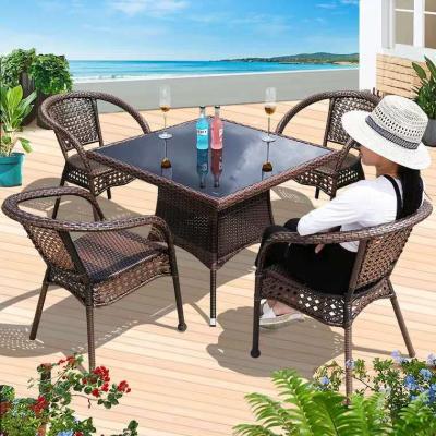 China Modern Stackable Handwoven Wicker Chairs Wicker Outdoor Furniture For Hotel Cafe Gardens for sale