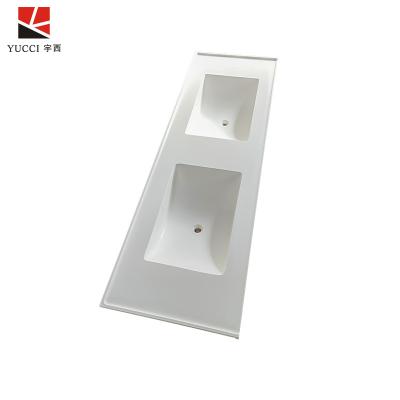 China YUCCI Resin Stone Wall Hung Mounted Hand Wash Sink Modern Acrylic Solid Outdoor Basin For Project for sale