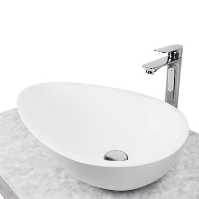 China Yucci Homeuse EUROPEAN Stone Stain-Resistant Acrylic Resin Basin Bathroom Countertop Pure White Hand Wash Basin for sale