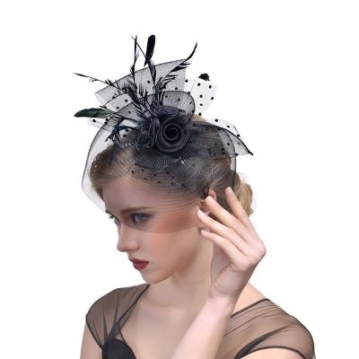 China Hot Selling Net Picture Feather Fascinator Hat For Party Foundations for sale