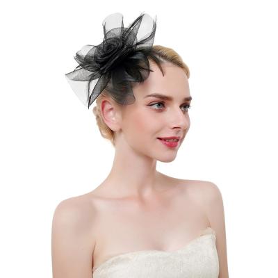 China Fashional Pretty Lady Party Hats Women Feather Fascinator Hair Cut Fascinator Hat Flower Feather Jack Rose for sale