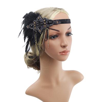 China Popular Women Accessories Feather Headband Flapper Accessories Gold for sale