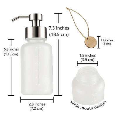 China 16oz 480ml Cosmetic Lotion Foam Soap Dispenser Glass Bottle With Stainless Steel Pump Spray for sale