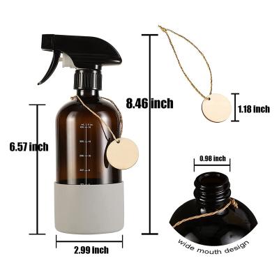 China Shampoo Lotion Spray Pump 16oz Cosmetic Glass Boston Round Bottle Amber Glass Boston Soap Dispenser Bottle for sale