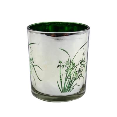 China Home style high quality bamboo white frost porcelain decoration glass candle holder for home decoration for sale