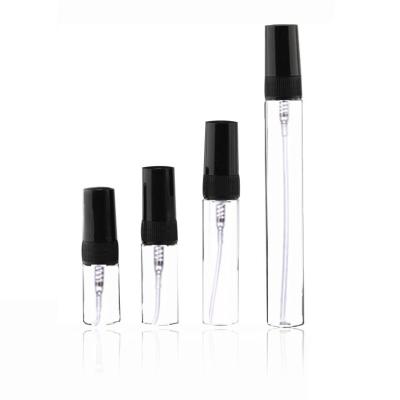 China 2ml 3ml 5ml 10ml Mist Spray Bottle Cosmetic Black Travel Pump Refillable Glass Perfume Bottle With Sprayer for sale