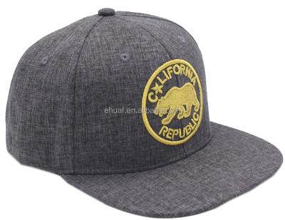 China The People's Adult Gray California Republic Embroidery Flat Bill Hat Snapback Cap for sale