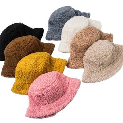 China Fashion \ Custom Plush Comfortable \ Durable Fuzzy Bucket Hat Fluffy Furry Logo Design Women Winter Fisherman for sale