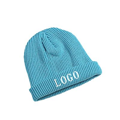 China breathable & Wholesale Waterproof Custom Design Logo Skull Cap Beanie High Quality Ribbed Knit Wool Beanie Fisherman With Embroidery Hats for sale