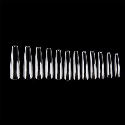 China Wholesale High Quality French Nail Tips Crystal Artificial Nail Stiletto Acrylic Clear False Nail Tips Size 12 for sale