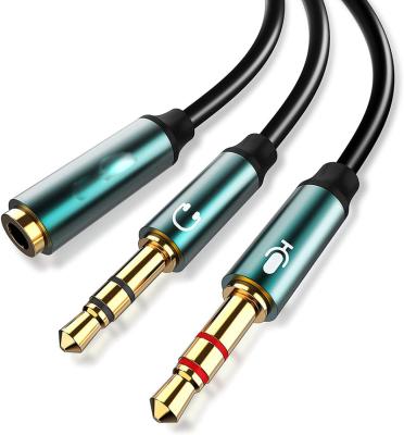 China Car 3.5mm 1 Female To Male Audio Cable 2 Earphone Mic Audio Y Splitter Cable for sale