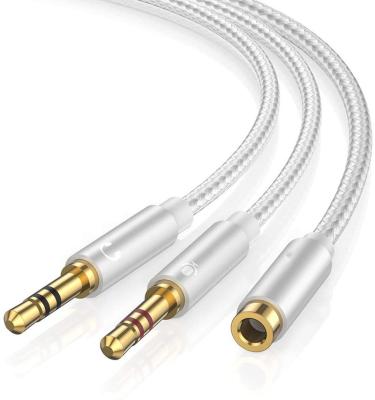 China Car 3.5mm Earphone Splitter Cable For Computer Headset Port Earphones Jack Audio Stereo Cable for sale