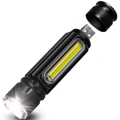 China Convenient Cob Side Long Range Light Torch Light T6 Multifunctional LED Flashlight Portable Rechargeable Powerful Linterna With Tail Magnet for sale