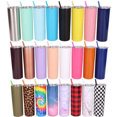 China Stainless Steel 20oz Lean Straight Tumbler DIY Design Double Wall Vacuum Insulator Keep Cold Slim Cup Travel Mug With Lid for sale