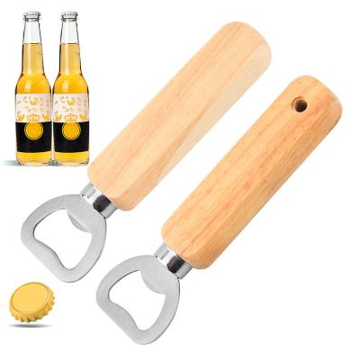 China Eco Friendly Metal Bulk Beer Opener With Wooden Handle For Home Bar Or Kitchen Party for sale