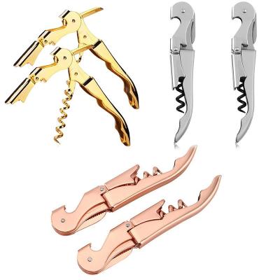 China Manual Stainless Steel Cork Screw Corkscrew Wine Gold Beer Bottle Opener Eco-Friendly Kitchen Bar Tools Accessories for sale