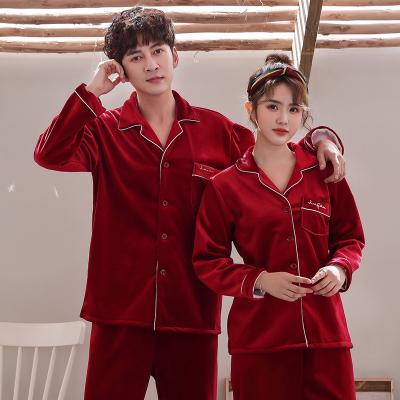 China Autumn And Winter Velvet Thermal Warm Pajamas Set Women Sleepwear Lounge Wear for sale