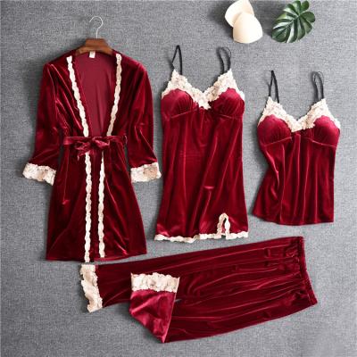 China New fashion professional women's autumn and winter nightgown gold velvet QUICK-DRY sexy pajamas for sale