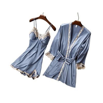 China QUICK DRY Silk Satin Pajamas Set Long Sleeve Nightwear Female 2 Pcs Nightgowns Nightgowns Pajamas Women Sleepwear Home Suit for sale