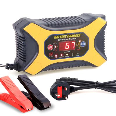 China Screen Display Car Motorcycle Battery Charger Pulse Repair 12V 6Ah Lead Acid Portable Smart UK Charger for sale