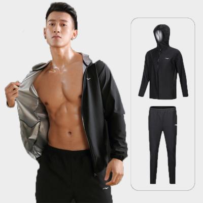 China Antibacterial Unsex Weight Loss Running Fitness Sportswear Training Sweating Workout Set Slim Zipper Hoodies Gym Clothing Set Sauna Suit for sale