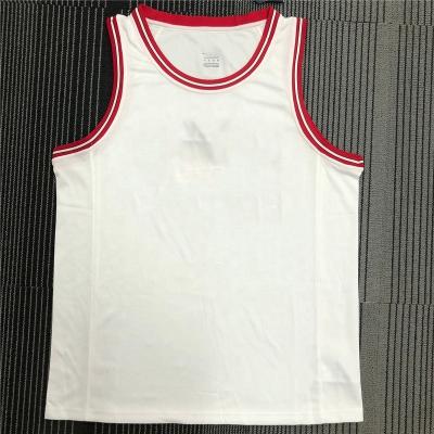 China Custom Name And Number 23 Seventy-Fifth Anniversary Red Bull Basketball Uniform Breathable High Quality White Sport Tank Top for sale