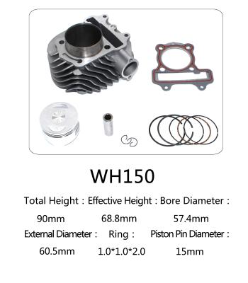 China WH150 Aluminum Motorcycle Cylinder Kit With Piston , Piston Ring , Pin , Clip And Gasket for sale