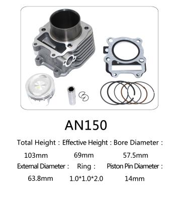 China Suzuki AN 150 Accurate Motorcycle Single Engine Cylinder Kit 150cc Displacement for sale