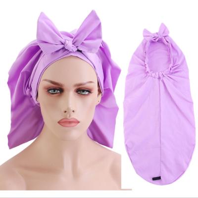 China Long Hair Sustainable Reusable Washable Waterproof Knotted Hair Bathing Hat With Adjustable Elastic Band For All Hair Lengths for sale