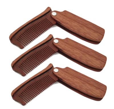 China Foldable Beard Comb Beard Comb Wooden Beard Brush Mustache Hair Comb for sale