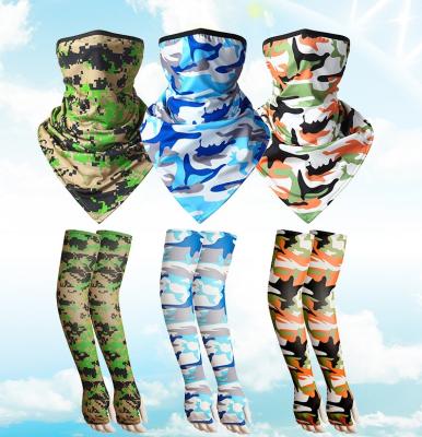 China Outdoor Activities Face Neck Tube Cuff Bandana With Ice Silk Cooling Arm Sleeves Face Cover Set for sale