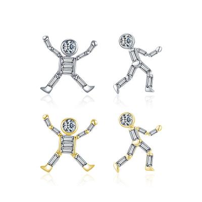 China advance & nickel & Fashion 925 Sterling Silver Hypoallergenic Jewelry CZ Free Cubic Zircon Astronaut Astronaut Stud Earrings Chrome for sale