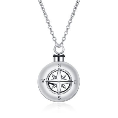 China lead free & Nickel Free Cremation Jewelry 925 Sterling Silver Memorial Compass Urn Necklaces For Ashes for sale