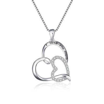 China Nickel Free and Lead Free Sterling Silver Heart Pendant Mom Necklace Hot Selling Mothers Day Gift Mom for sale