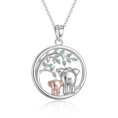 China lead free & Nickel Free Animal Jewelry 925 Sterling Silver Mom Baby Elephant Pendant Necklace for sale