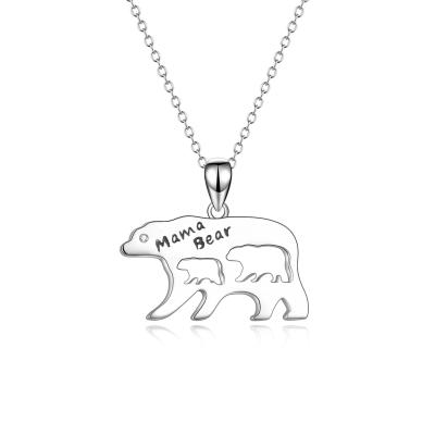 China advance & nickel & Cute Sterling Silver Animal Charm Silver Polar Bear Mama Free Chrome Pendant Chain Necklace for sale