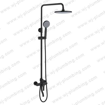 China Without Sliding Bar Modern Design Made In Shower Fall Rainfall Bathroom Style Black Hot And Cold Exposed Finish Faucet Set Ducha for sale