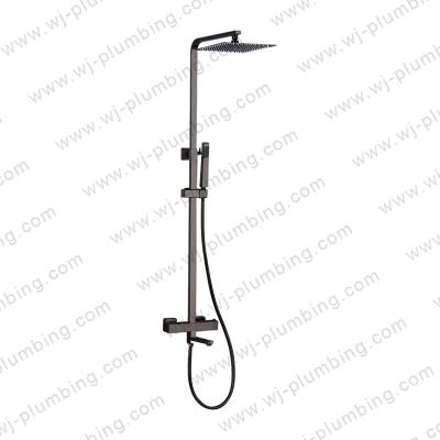 China Gray Wares Hot And Cold Modern Sanitary Water Rain Brass Sliding Bar Bathroom Shower Mixer Faucet System Free Shipping for sale