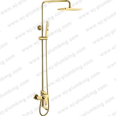 China Barless Gold Square Luxury Home Gold Bathroom Set Shower Mixer Faucet Taps Faucet Fixtures Column Ducha Shower for sale