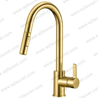 China Pull Out Spray Stainless Steel Gold Kitchen Mixer Tap Sink Water Tap Griferia De Cocina Modern 304 Faucet Grifos De Cocina for sale