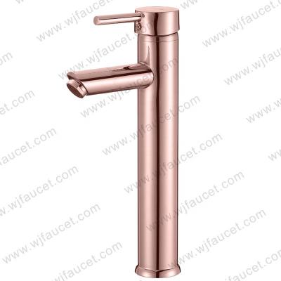 China Rose Gold Bathroom Faucet Basin Mixer Taps Low Price Single Hole Zinc Wash Handle Vanity Faucets Metered Single Taps for sale