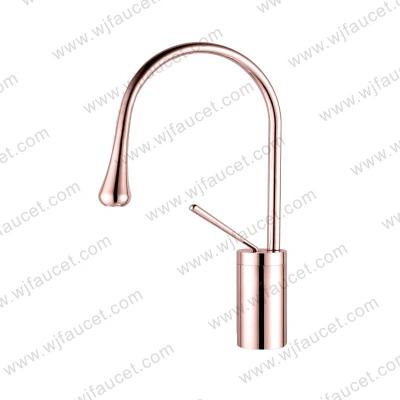 China Metered Faucets Brushed Modern American European Luxury Rose Gold Water Drop Bathroom Sink Faucet Bathroom Faucets for sale