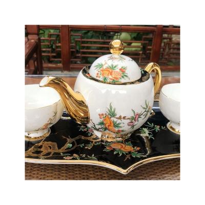 China Bone china art design Chinese style bone china tea setProsperous tea setProsperous handmade prosperous porcelain flower pattern products for sale