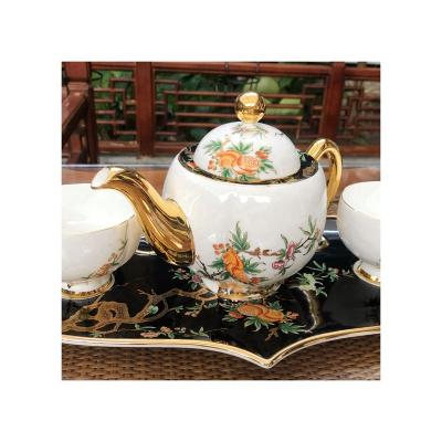 China Viable Unique Handmade White Porcelain Products Design Personality Bone China Prosperous Tea Set for sale