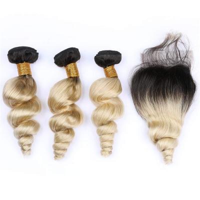 China Kinky Curl Wholesale Human Hair Bundles Russian Blonde body Wave Loose 613 Blonde Bundles With Frontal Cuticle Aligned Virgin Hair for sale