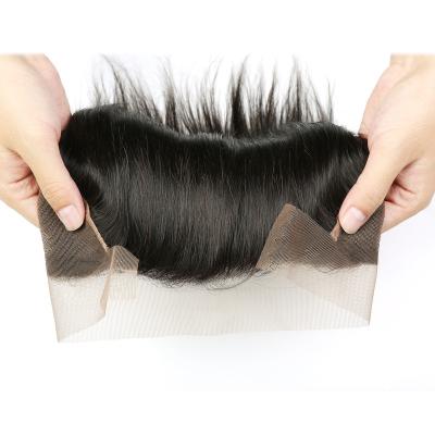 China Kinky Curl Pre Plucked Raw Indian Straight  Hair 13X4 Transparent Invisible Lace Frontal for sale